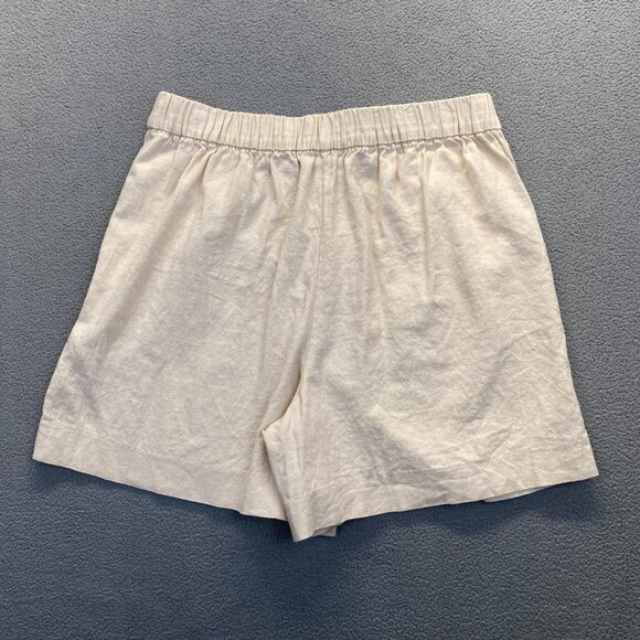 J.Crew Women's Shorts Size 8 Beige 55% Linen‎ Blend,Plated,Pockets,Elastc,Waist - Picture 2 of 8